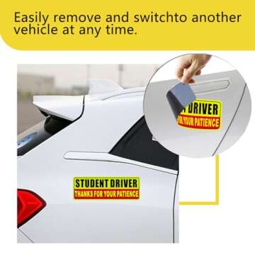 Student Driver Magnet - Reflective & Reusable Stickers