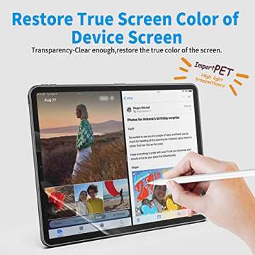 2 PACK Paper Screen Protector for iPad Air 5th/4th Generation, iPad Pro 11 inch (2022/2021/2020/2018), Matte PET Film for iPad Air 5/4(10.9"), Write and Draw Like on Paper, Anti-Glare Screen Protector