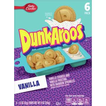 Dunkaroos Vanilla Cookies and Vanilla Frosting with Rainbow Sprinkles, 6 ct