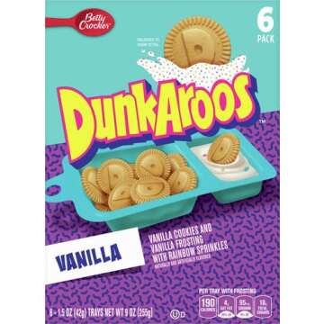 Dunkaroos Vanilla Cookies and Vanilla Frosting with Rainbow Sprinkles, 6 ct