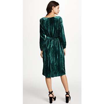 BB DAKOTA Women's Lennox Crinkle Velvet Fit N Flare Belted Dress