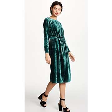 BB DAKOTA Women's Lennox Crinkle Velvet Fit N Flare Belted Dress