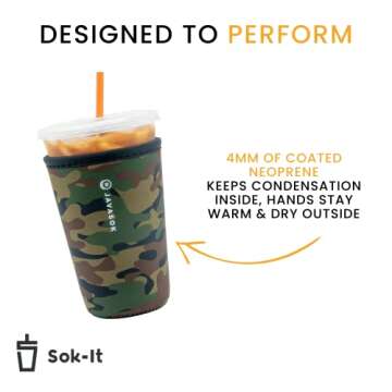 Sok It Java Sok Iced Coffee & Cold Soda Insulated Neoprene Cup Sleeve (Abstract Floral, Small: 16-20oz)