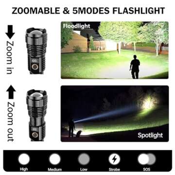 Flashlights High Lumens Rechargeable, 990000LM LED Super Bright Flash Light, Zoomable Linternas with LCD Digital Display, 5 Modes, Waterproof, Powerful Tactical Flashlight for Emergencies Camping Gift