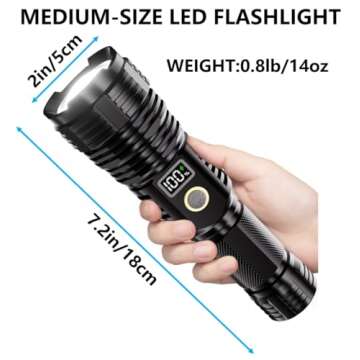 Flashlights High Lumens Rechargeable, 990000LM LED Super Bright Flash Light, Zoomable Linternas with LCD Digital Display, 5 Modes, Waterproof, Powerful Tactical Flashlight for Emergencies Camping Gift