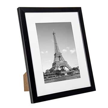 upsimples 8.5x11 Picture Frame Set of 10, Display Pictures 6x8 with Mat or 8.5x11 Without, Multi Photo Frames Collage for Wall or Tabletop Display, Black