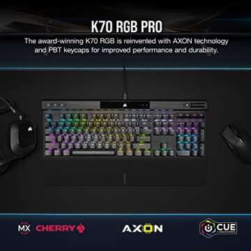 Corsair K70 RGB PRO Mechanical Wired Gaming Keyboard – Cherry MX Brown Tactile Switches – 8,000hz Hyper-Polling – PBT Double-Shot Keycaps – iCUE Compatible – PC, Mac, Xbox – QWERTY NA – Black