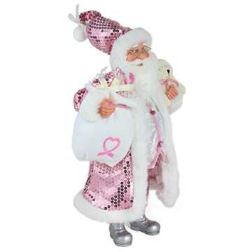 Windy Hill Collection 16" Inch Standing Think Pink Santa Claus Christmas Breast Cancer Awareness Figurine Figure Decoration 168450