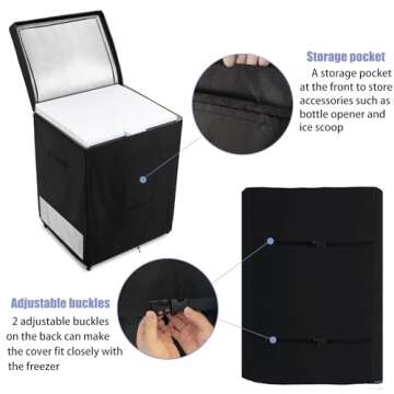 Dalema Outdoor Deep Freezer Cover,Heavy Duty 600D 100% Waterproof Chest Freezer Cover,Freezer Covers for Outside 3.5 Cubic Chest Freezer,Top Can Be Opened by Zipper(23"W x 23"D x 34"H,Black)