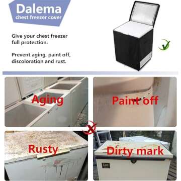 Dalema Outdoor Deep Freezer Cover,Heavy Duty 600D 100% Waterproof Chest Freezer Cover,Freezer Covers for Outside 3.5 Cubic Chest Freezer,Top Can Be Opened by Zipper(23"W x 23"D x 34"H,Black)