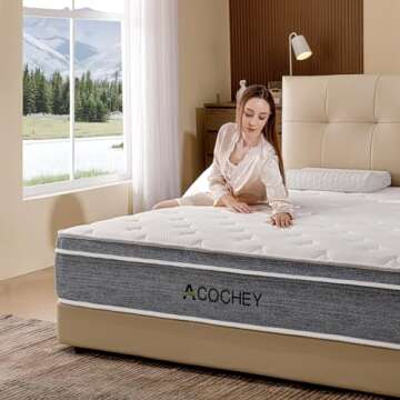 Acochey Queen Mattress in a Box,10 Inch Queen Mattresses,Gel Memory Foam Medium Firm Grey Hyrid Mattress,Quality Comfort and Adaptive Support Breathable Cooling Queen Mattress,CertiPUR-US.