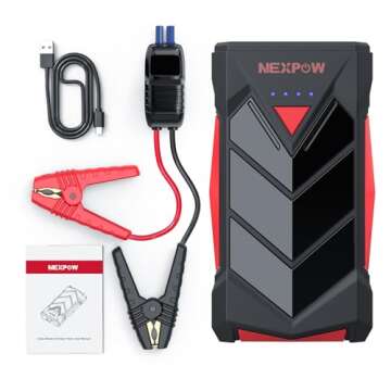 NEXPOW Portable Jump Starter,12V Car Battery Jump Starter Power Pack with USB Quick Charge (Up to 7L Gas or 5.5L Diesel Engine) Battery Booster with Built-in LED Light