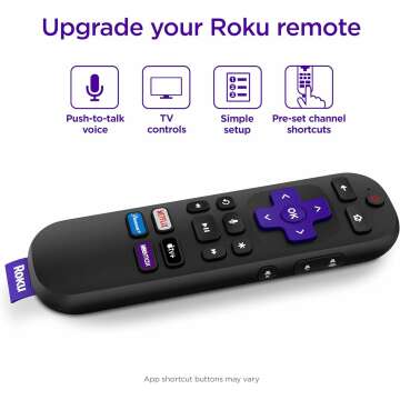 Roku Voice Remote | TV Remote Control with Voice Control, TV Controls, Simple Setup, & Pre-Set App Shortcuts - Replacement Remote Compatible with Roku TV, Roku Players, & Roku Audio