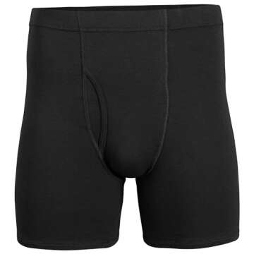 Gildan Men's Underwear Covered Waistband Boxer Briefs, Multipack, Black (10-Pack)