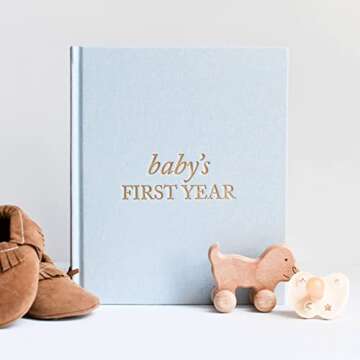 Baby First Year Book (Sky Blue, 112 Pages) - Memory & Milestone Baby's First Year Photo Album from Pregnancy to First Year – Baby Book Keepsake Gift