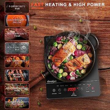 Cooksir Single Burner Electric Cooktop, Portable One Burner Electric Stove, 1800W Small Infrared Electric Burner with Safety Lock, Timer, Overheat Protection, Touch Control, 110V-120V Plug in