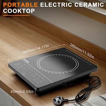 Cooksir Single Burner Electric Cooktop, Portable One Burner Electric Stove, 1800W Small Infrared Electric Burner with Safety Lock, Timer, Overheat Protection, Touch Control, 110V-120V Plug in