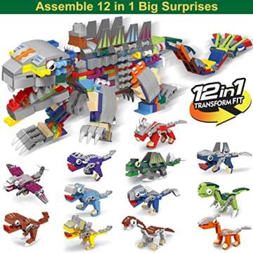 Dinosaur Advent Calendar 2022 for Kids Boys 24 Days Countdown Christmas Calendars 12 Transform Dino Cars +12 in 1 Building Blocks Toys Holiday Xmas Stocking Stuffers Gift Christmas Party Favor