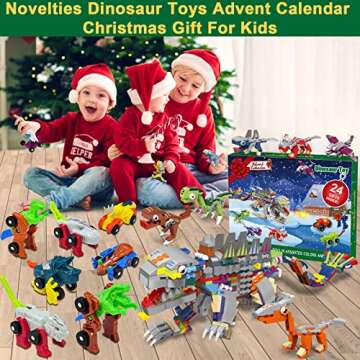 Dinosaur Advent Calendar 2022 for Kids Boys 24 Days Countdown Christmas Calendars 12 Transform Dino Cars +12 in 1 Building Blocks Toys Holiday Xmas Stocking Stuffers Gift Christmas Party Favor