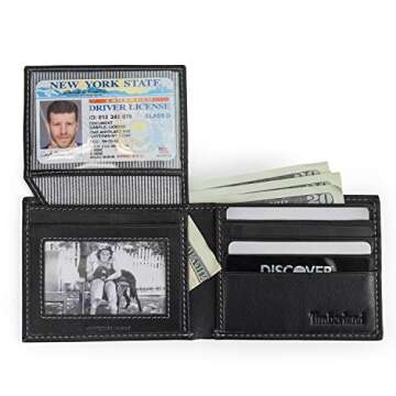 Timberland Men's Leather Wallet with Attached Flip Pocket, Black (Blix), One Size