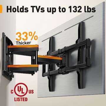 Full Motion TV Wall Mount for 40-86" Flat & Curved TVs