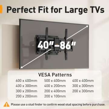 Full Motion TV Wall Mount for 40-86" Flat & Curved TVs