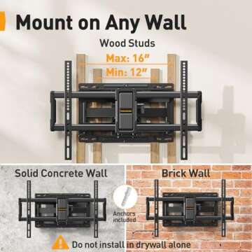 Full Motion TV Wall Mount for 40-86" Flat & Curved TVs