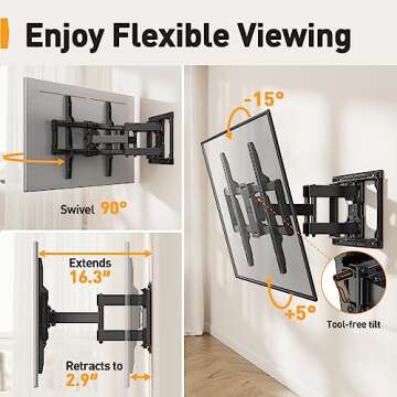 Full Motion TV Wall Mount for 40-86" Flat & Curved TVs