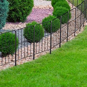 OUSHENG 24'' (H) Garden Fence 25 Panels, Total 27ft (L) Rustproof Metal Wire Fencing Border Animal Barrier, Flower Edging for Landscape Patio Yard Outdoor Decor, Square