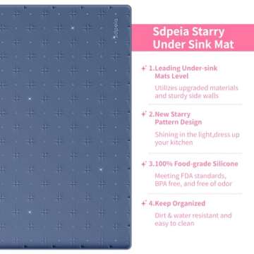 Sdpeia Under Sink Organizer Waterproof Under Sink Mat for Kitchen and Bathroom - Protects Cabinets from Leaks 19 x 12 inches Shelf Liner Feeding Mat Litter Mat(Abyssal Blue)