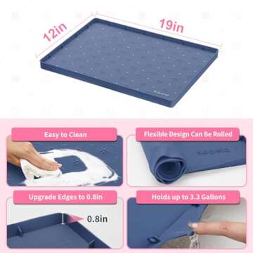 Sdpeia Under Sink Organizer Waterproof Under Sink Mat for Kitchen and Bathroom - Protects Cabinets from Leaks 19 x 12 inches Shelf Liner Feeding Mat Litter Mat(Abyssal Blue)