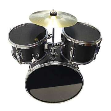 Kids Drum Set 3 Piece Metallic Black for Music Lovers