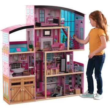 KidKraft Shimmer Mansion Dollhouse - Dreamy Playtime for 12" Dolls