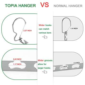 TOPIA HANGER Closet Hangers Space Saving, Heavy Duty Chrome Clothes Hanger Organizer, Multifunctional Hangers for Closet with Wider Wavy Slots and Hooks 4pcs, CT11C