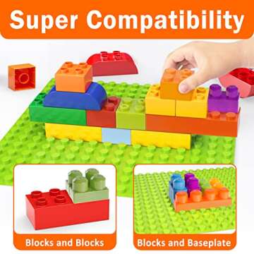 Building Blocks for Toddlers 2-5 Including a Baseplate, 150 Piece Big Building Blocks for Kids, Block and Bricks Set Educational Toys for Children Boys Girls All Ages, Compatible with All Major Brands