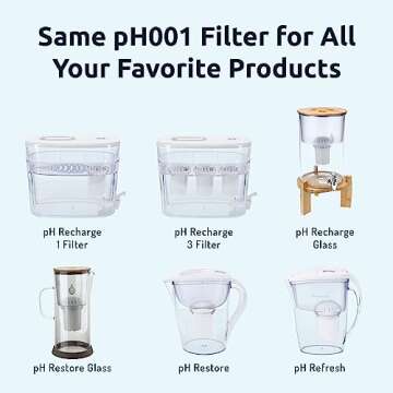 pH Restore Glass Alkaline Water Pitcher – Alkaline Water Filter Pitcher + PH001 Alkaline Water Filter – Replacement Water Filter by Invigorated Water – Water Filter Cartridge Bundle