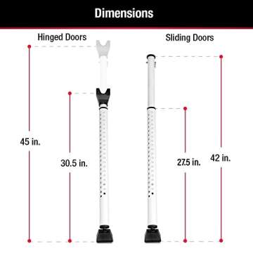 Master Lock Door Security Bar, Angled Home Security Door Stopper for Front Door, Back Door, or Sliding Door is Adjustable from 27-1/2 to 42 inches, 265EC