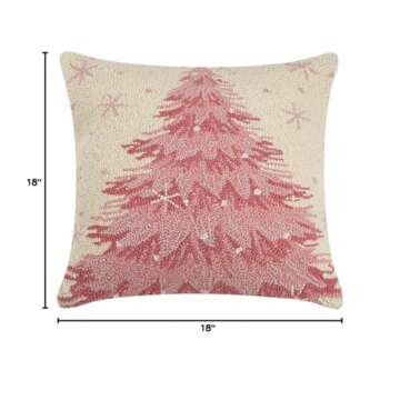 Peking Handicraft 31JES1308C18SQ Pink Christmas Tree Hook Pillow, 18-inch Square