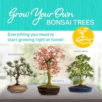 Plant Theatre Bonsai Tree Kit - Indoor Plant Growing Kit w/ 3 Mini Bonsai Seed Packs, 6 Pots, 6 Peat Discs and 6 Propagator Bags - Gardening Gifts for Men, Women and Room Decor - Crafts for Adults