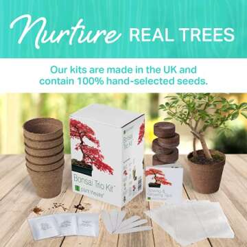 Plant Theatre Bonsai Tree Kit - Indoor Plant Growing Kit w/ 3 Mini Bonsai Seed Packs, 6 Pots, 6 Peat Discs and 6 Propagator Bags - Gardening Gifts for Men, Women and Room Decor - Crafts for Adults