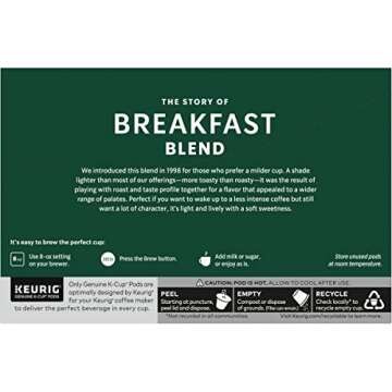 Starbucks Breakfast Blend K-Cup Pods - 20 Total