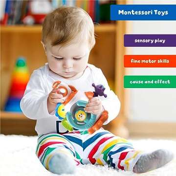 Ricarto Toddler Montessori Toys - Busy Board Travel Educational Learning Activities Toys - Gifts for Baby Boys Girls 6 9 12 18 Months Age 1 2 3 Year Old Birthday - Infant Sensory Toys