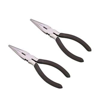 Edward Tools Long Nose Pliers with Side Cutter 6” - 2 Pack - Drop forged steel - Polished rust proof finish - Extra strength well aligned side cutter - Smooth action needle nose pliers