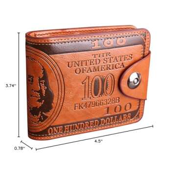 LUI SUI Men Us Dollar Bill Wallet Billfold Leather Credit Card Photo Holder