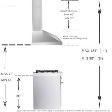 Adjustable Stainless Steel Wall Mount Range Hood