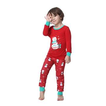 HONG HUI Matching Christmas Family Pajamas Set Holiday Santa Claus 2Pcs PJS Set