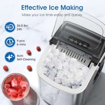 Portable Joy Pebble Ice Maker - Quick & Self-Cleaning Stainless Steel