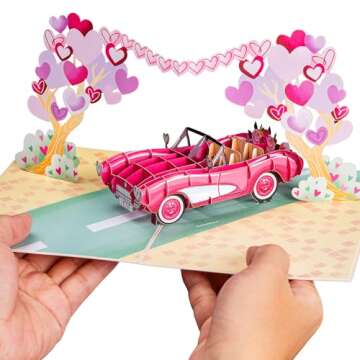 Paper Love 3D Road to Love Pop Up Card, Gift for Birthday, Wedding, Anniversary, Mothers Day, Get Well, All Occasion - 5" x 7" Cover - Includes Envelope and Note Tag