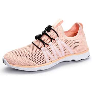 SUOKENI Women's Quick Drying Slip On Water Shoes for Beach or Water Sports Orange Pink,Size:US 6/EU 36