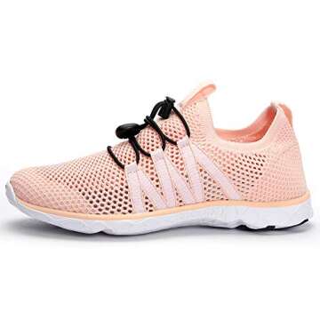 SUOKENI Women's Quick Drying Slip On Water Shoes for Beach or Water Sports Orange Pink,Size:US 6/EU 36